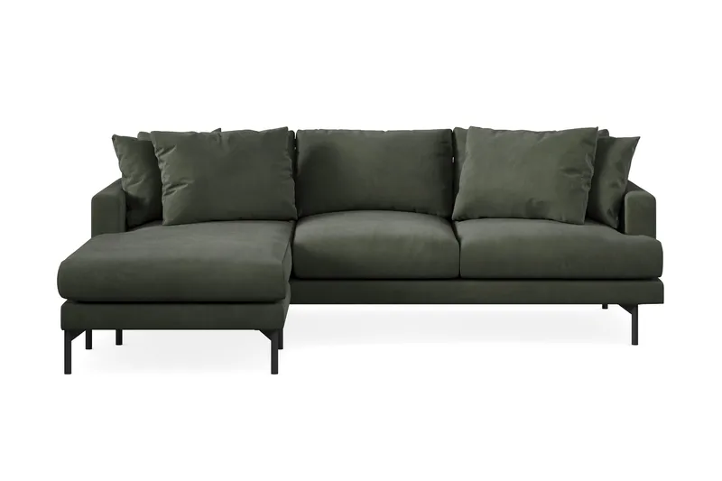 Menard 3-seters Venstrevendt L-formet Divansofa i Manchester - Mørk grønn - Møbler - Sofaer - Sofaer med sjeselong - 3 seters sofa med divan
