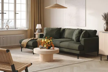 Menard 3-seters Venstrevendt L-formet Divansofa i Manchester - Mørk grønn - Møbler - Sofaer - Sofaer med sjeselong - 3 seters sofa med divan