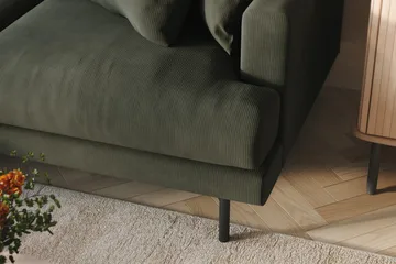 Menard 3-seters Venstrevendt L-formet Divansofa i Manchester - Mørk grønn - Møbler - Sofaer - Sofaer med sjeselong - 3 seters sofa med divan