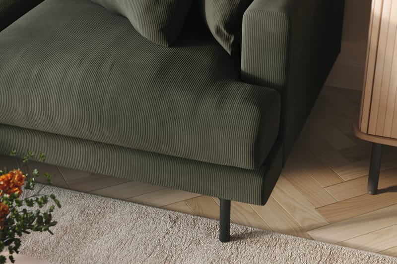 Menard 3-seters Venstrevendt L-formet Divansofa i Manchester - Mørk grønn - Møbler - Sofaer - Sofaer med sjeselong - 3 seters sofa med divan