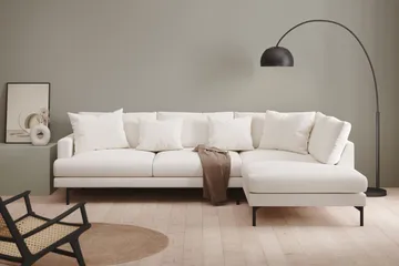 Menard 4-seters Høyrevendt Dyp L-formet Sjeselongsofa i Bouclé - Hvit - Møbler - Sofaer - Sofaer med sjeselong - 4 seters sofa med divan