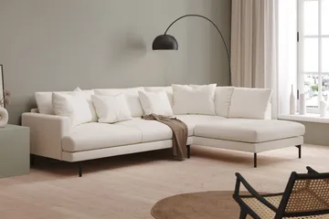 Menard 4-seters Høyrevendt Dyp L-formet Sjeselongsofa i Bouclé - Hvit - Møbler - Sofaer - Sofaer med sjeselong - 4 seters sofa med divan