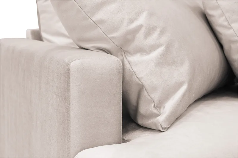 Menard 4-seters Høyrevendt Dyp L-formet Sjeselongsofa i Fløyel - Beige - Møbler - Sofaer - Sofaer med sjeselong - 4 seters sofa med divan