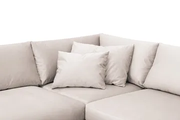 Menard 4-seters Høyrevendt Dyp L-formet Sjeselongsofa i Fløyel - Beige - Møbler - Sofaer - Sofaer med sjeselong - 4 seters sofa med divan