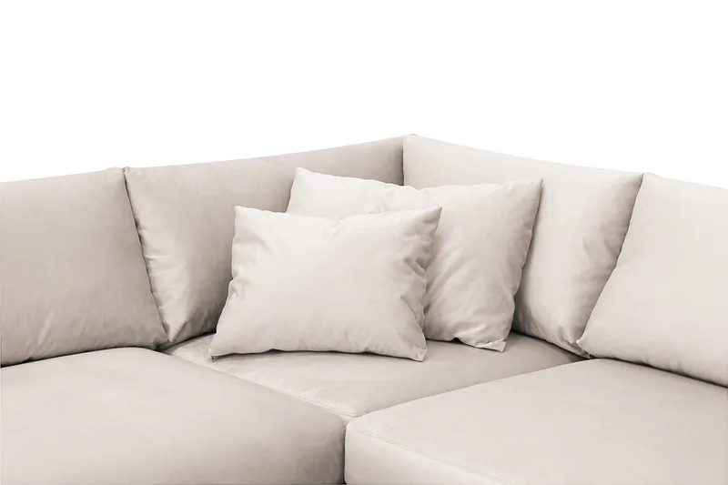 Menard 4-seters Høyrevendt Dyp L-formet Sjeselongsofa i Fløyel - Beige - Møbler - Sofaer - Sofaer med sjeselong - 4 seters sofa med divan
