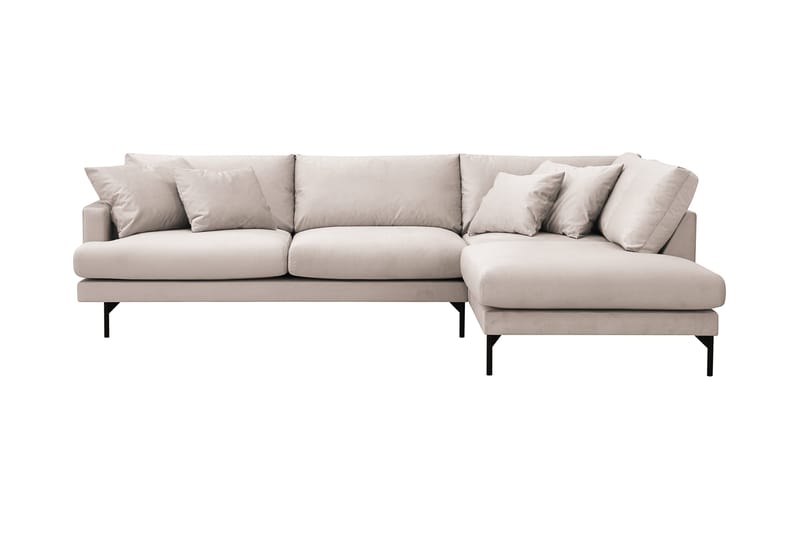 Menard 4-seters Høyrevendt Dyp L-formet Sjeselongsofa i Fløyel - Beige - Møbler - Sofaer - Sofaer med sjeselong - 4 seters sofa med divan