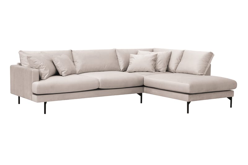 Menard 4-seters Høyrevendt Dyp L-formet Sjeselongsofa i Fløyel - Beige - Møbler - Sofaer - Sofaer med sjeselong - 4 seters sofa med divan
