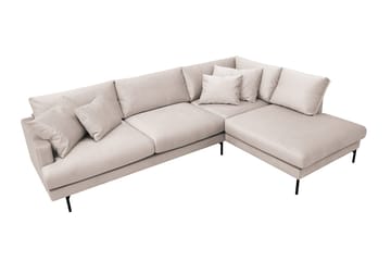 Menard 4-seters Høyrevendt Dyp L-formet Sjeselongsofa i Fløyel - Beige - Møbler - Sofaer - Sofaer med sjeselong - 4 seters sofa med divan