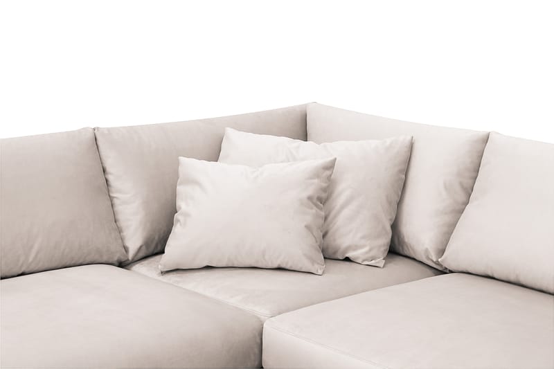 Menard 4-seters Høyrevendt Dyp L-formet Sjeselongsofa i Fløyel - Beige - Møbler - Sofaer - Sofaer med sjeselong - 4 seters sofa med divan