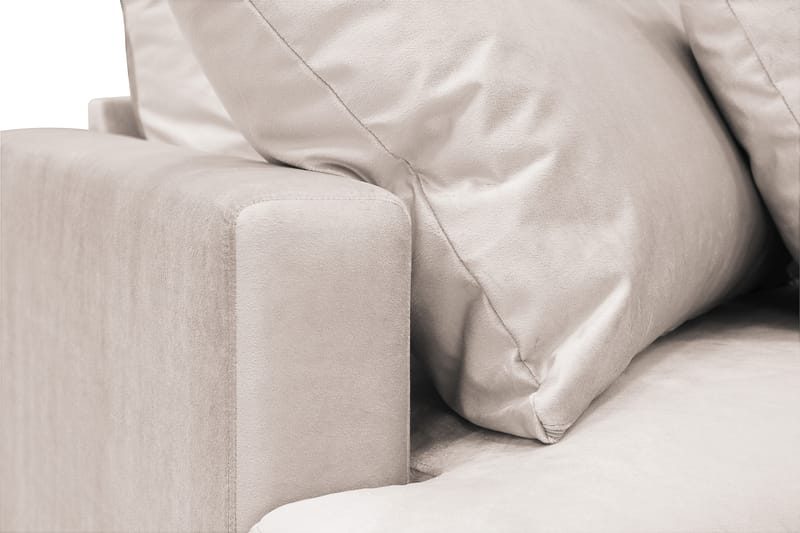 Menard 4-seters Høyrevendt Dyp L-formet Sjeselongsofa i Fløyel - Beige - Møbler - Sofaer - Sofaer med sjeselong - 4 seters sofa med divan
