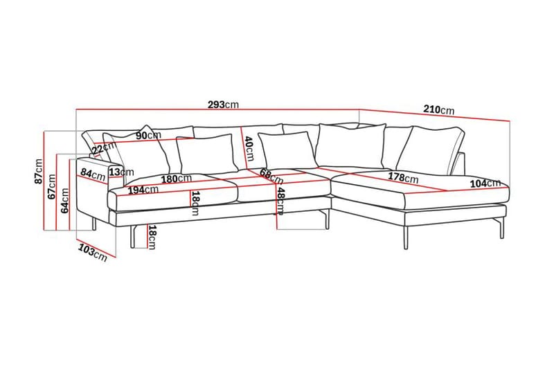 Menard 4-seters Høyrevendt Dyp L-formet Sjeselongsofa i Fløyel - Beige - Møbler - Sofaer - Sofaer med sjeselong - 4 seters sofa med divan