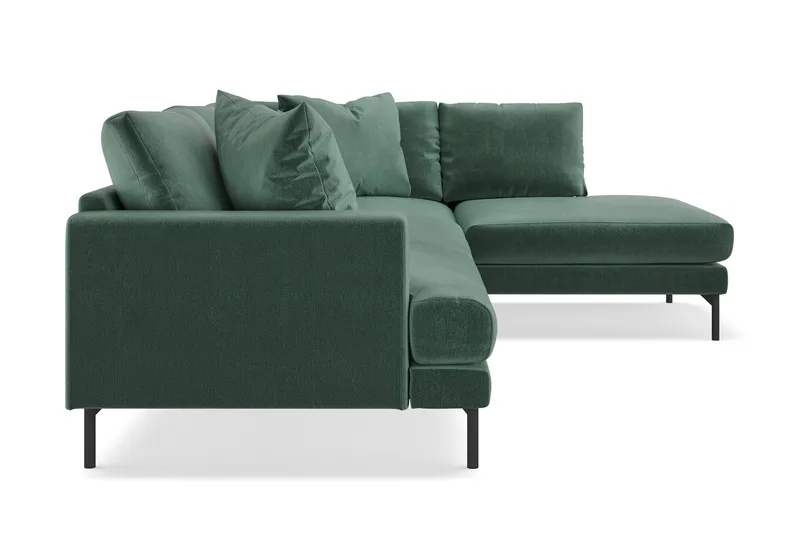 Menard 4-seters Høyrevendt Dyp L-formet Sjeselongsofa i Fløyel - Mørk grønn - Møbler - Sofaer - Sofaer med sjeselong - 4 seters sofa med divan