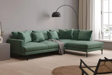 Menard 4-seters Høyrevendt Dyp L-formet Sjeselongsofa i Fløyel - Mørk grønn - Møbler - Sofaer - Sofaer med sjeselong - 4 seters sofa med divan