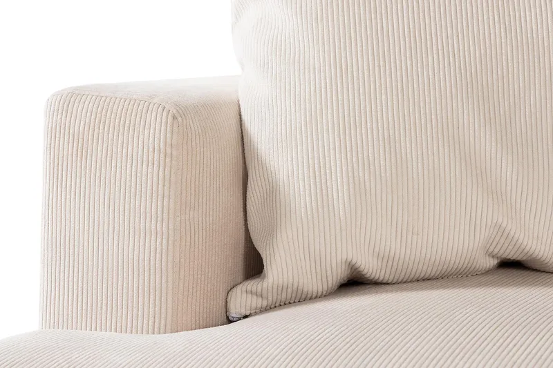 Menard 4-seters Høyrevendt Dyp L-formet Sjeselongsofa i Manchester - Beige - Møbler - Sofaer - Sofaer med sjeselong - 4 seters sofa med divan