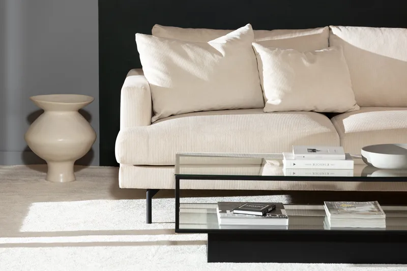 Menard 4-seters Høyrevendt Dyp L-formet Sjeselongsofa i Manchester - Beige - Møbler - Sofaer - Sofaer med sjeselong - 4 seters sofa med divan