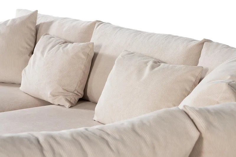 Menard 4-seters Høyrevendt Dyp L-formet Sjeselongsofa i Manchester - Beige - Møbler - Sofaer - Sofaer med sjeselong - 4 seters sofa med divan