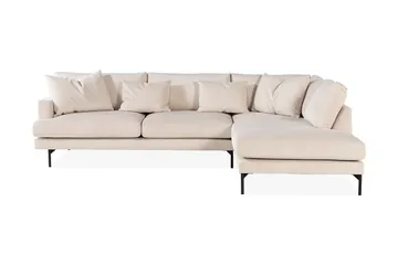 Menard 4-seters Høyrevendt Dyp L-formet Sjeselongsofa i Manchester - Beige - Møbler - Sofaer - Sofaer med sjeselong - 4 seters sofa med divan