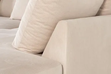 Menard 4-seters Høyrevendt Dyp L-formet Sjeselongsofa i Manchester - Beige - Møbler - Sofaer - Sofaer med sjeselong - 4 seters sofa med divan