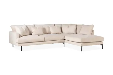 Menard 4-seters Høyrevendt Dyp L-formet Sjeselongsofa i Manchester - Beige - Møbler - Sofaer - Sofaer med sjeselong - 4 seters sofa med divan