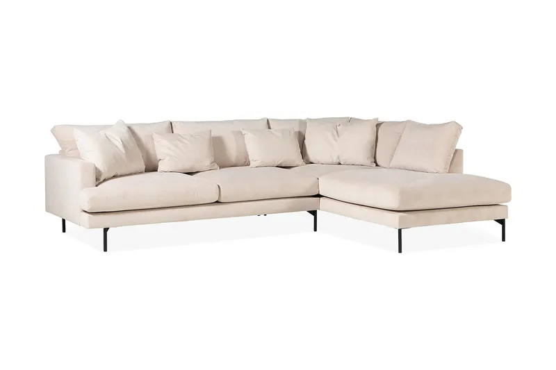 Menard 4-seters Høyrevendt Dyp L-formet Sjeselongsofa i Manchester - Beige - Møbler - Sofaer - Sofaer med sjeselong - 4 seters sofa med divan