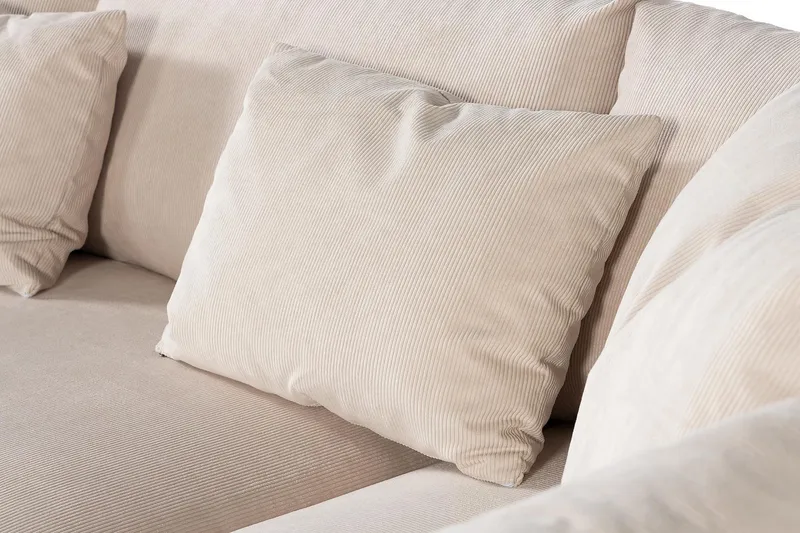Menard 4-seters Høyrevendt Dyp L-formet Sjeselongsofa i Manchester - Beige - Møbler - Sofaer - Sofaer med sjeselong - 4 seters sofa med divan