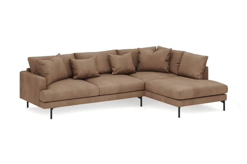 Menard 4-seters Høyrevendt Dyp L-formet Sjeselongsofa i Manchester - Brun - Møbler - Sofaer - Sofaer med sjeselong - 4 seters sofa med divan
