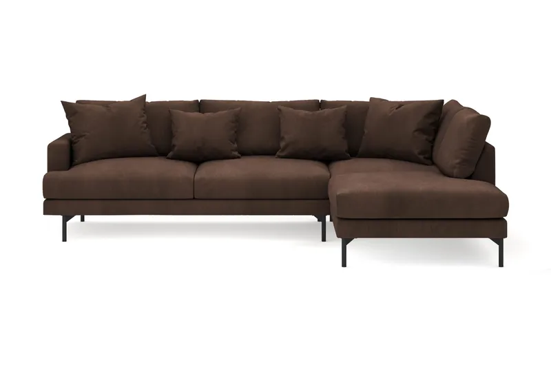 Menard 4-seters Høyrevendt Dyp L-formet Sjeselongsofa i Manchester - Brun - Møbler - Sofaer - Sofaer med sjeselong - 4 seters sofa med divan