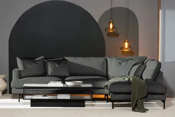 Menard 4-seters Høyrevendt Dyp L-formet Sjeselongsofa i Manchester - Grå - Møbler - Sofaer - Sofaer med sjeselong - 4 seters sofa med divan