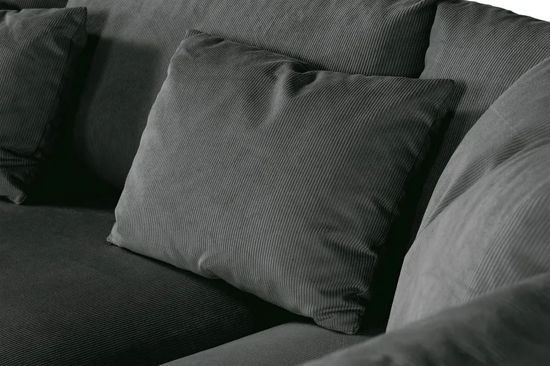 Menard 4-seters Høyrevendt Dyp L-formet Sjeselongsofa i Manchester - Grå - Møbler - Sofaer - Sofaer med sjeselong - 4 seters sofa med divan