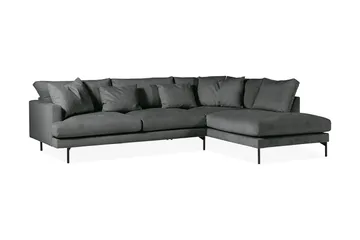 Menard 4-seters Høyrevendt Dyp L-formet Sjeselongsofa i Manchester - Grå - Møbler - Sofaer - Sofaer med sjeselong - 4 seters sofa med divan
