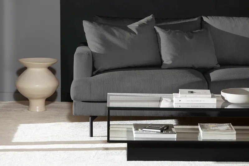 Menard 4-seters Høyrevendt Dyp L-formet Sjeselongsofa i Manchester - Grå - Møbler - Sofaer - Sofaer med sjeselong - 4 seters sofa med divan