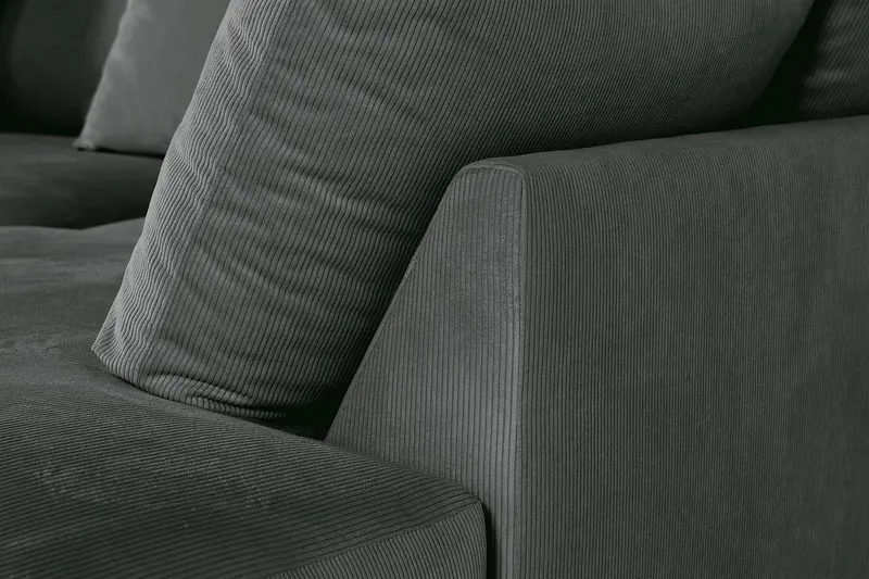 Menard 4-seters Høyrevendt Dyp L-formet Sjeselongsofa i Manchester - Grå - Møbler - Sofaer - Sofaer med sjeselong - 4 seters sofa med divan