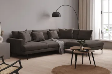 Menard 4-seters Høyrevendt Dyp L-formet Sjeselongsofa i Manchester - Mørk grå - Møbler - Sofaer - Sofaer med sjeselong - 4 seters sofa med divan