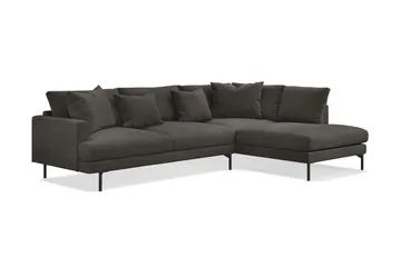 Menard 4-seters Høyrevendt Dyp L-formet Sjeselongsofa i Manchester - Mørk grå - Møbler - Sofaer - Sofaer med sjeselong - 4 seters sofa med divan