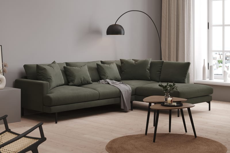 Menard 4-seters Høyrevendt Dyp L-formet Sjeselongsofa i Manchester - Mørk grønn - Møbler - Sofaer - Sofaer med sjeselong - 4 seters sofa med divan