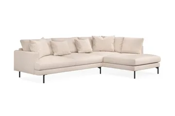 Menard 4-seters Høyrevendt Dyp L-formet Sjeselongsofa i Stoff - Beige - Møbler - Sofaer - Sofaer med sjeselong - 4 seters sofa med divan