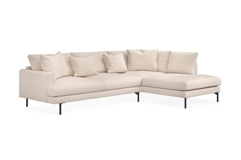 Menard 4-seters Høyrevendt Dyp L-formet Sjeselongsofa i Stoff - Beige - Møbler - Sofaer - Sofaer med sjeselong - 4 seters sofa med divan