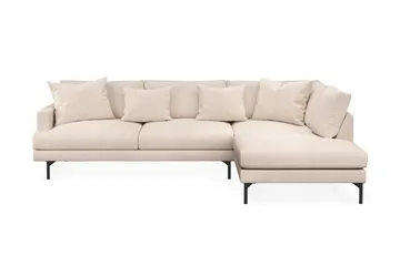 Menard 4-seters Høyrevendt Dyp L-formet Sjeselongsofa i Stoff - Beige - Møbler - Sofaer - Sofaer med sjeselong - 4 seters sofa med divan