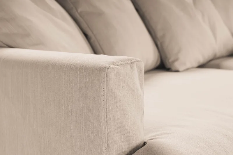 Menard 4-seters Høyrevendt Dyp L-formet Sjeselongsofa i Stoff - Beige - Møbler - Sofaer - Sofaer med sjeselong - 4 seters sofa med divan