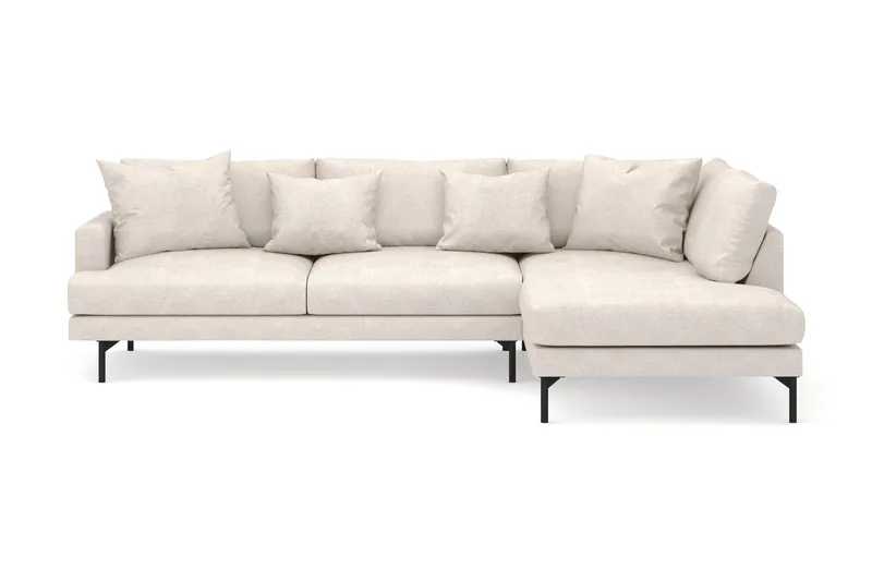 Menard 4-seters Høyrevendt Dyp L-formet Sjeselongsofa i Stoff - Beige - Møbler - Sofaer - Sofaer med sjeselong - 4 seters sofa med divan