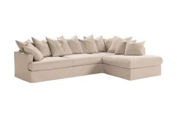 Menard 4-seters Høyrevendt Dyp L-formet Sjeselongsofa i Stoff - Beige - Møbler - Sofaer - Sofaer med sjeselong - 4 seters sofa med divan