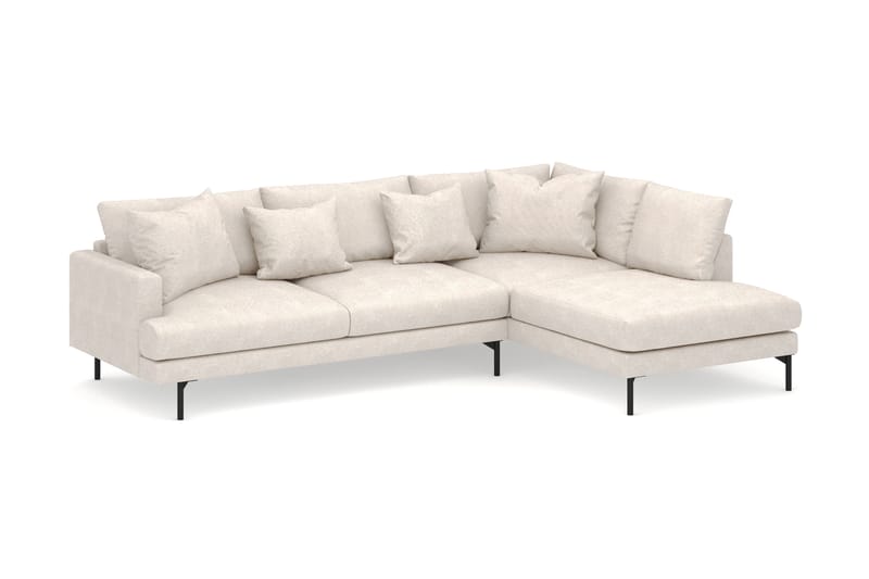 Menard 4-seters Høyrevendt Dyp L-formet Sjeselongsofa i Stoff - Beige - Møbler - Sofaer - Sofaer med sjeselong - 4 seters sofa med divan