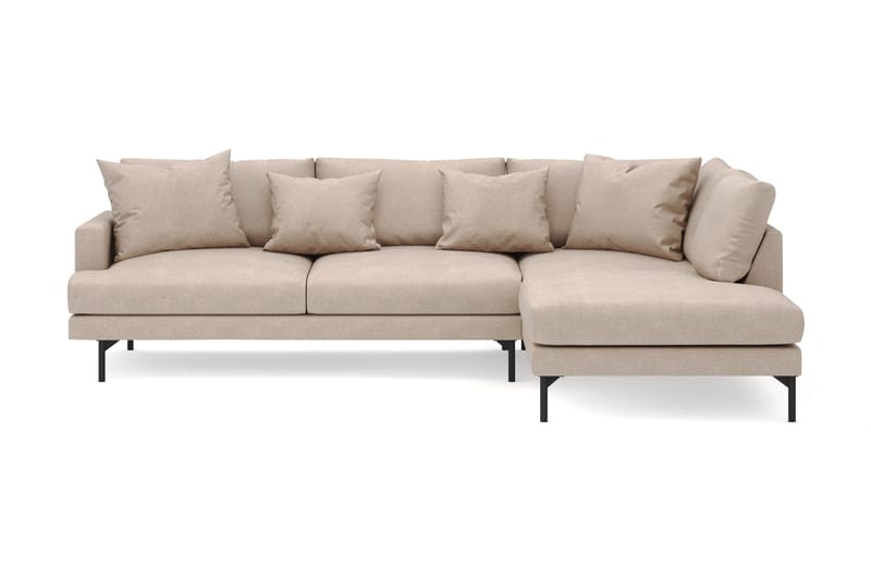 Menard 4-seters Høyrevendt Dyp L-formet Sjeselongsofa i Stoff - Beige - Møbler - Sofaer - Sofaer med sjeselong - 4 seters sofa med divan