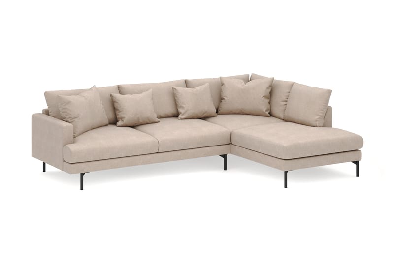 Menard 4-seters Høyrevendt Dyp L-formet Sjeselongsofa i Stoff - Beige - Møbler - Sofaer - Sofaer med sjeselong - 4 seters sofa med divan