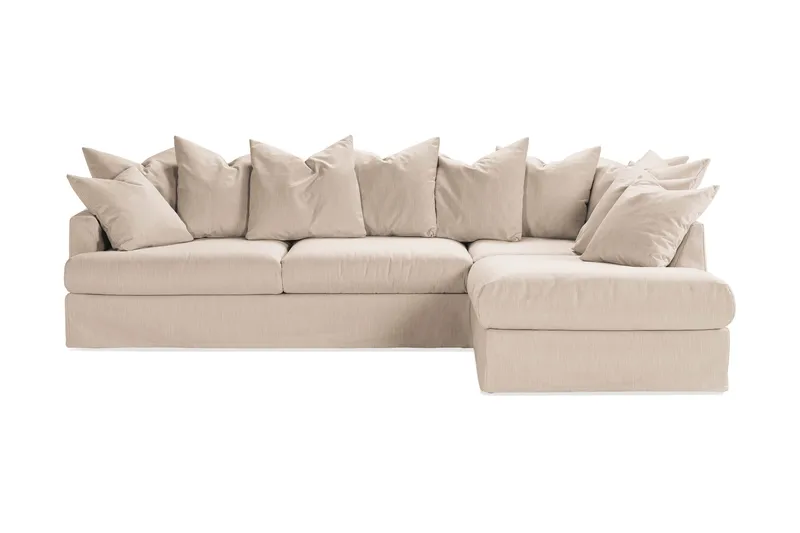 Menard 4-seters Høyrevendt Dyp L-formet Sjeselongsofa i Stoff, Beige