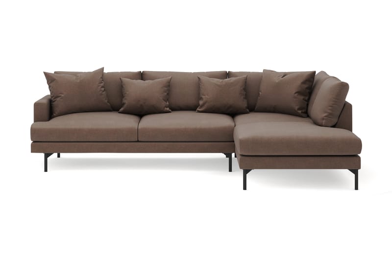 Menard 4-seters Høyrevendt Dyp L-formet Sjeselongsofa i Stoff - Brun - Møbler - Sofaer - Sofaer med sjeselong - 4 seters sofa med divan