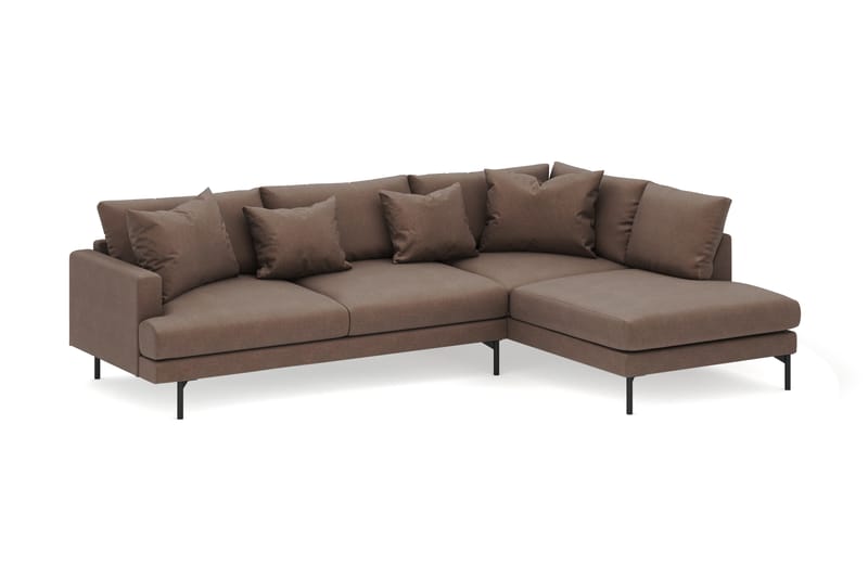 Menard 4-seters Høyrevendt Dyp L-formet Sjeselongsofa i Stoff - Brun - Møbler - Sofaer - Sofaer med sjeselong - 4 seters sofa med divan