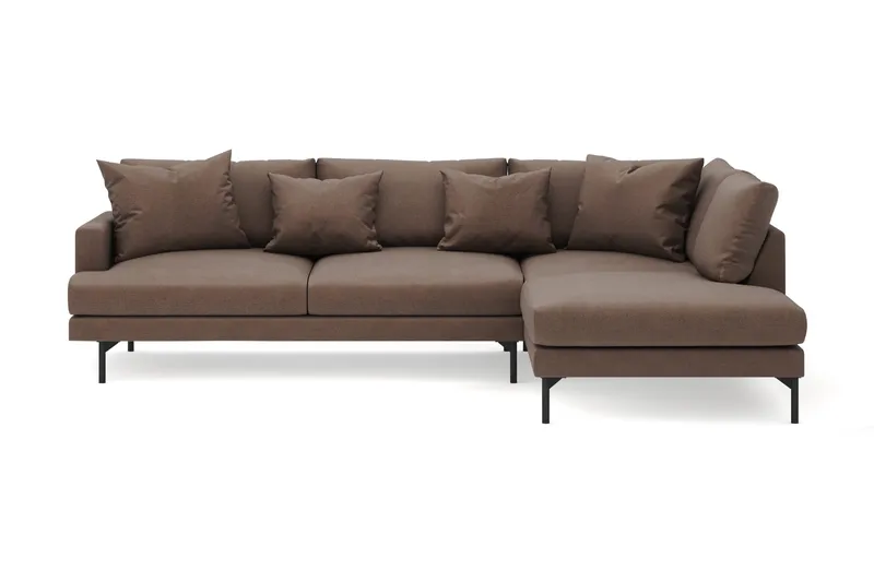 Menard 4-seters Høyrevendt Dyp L-formet Sjeselongsofa i Stoff - Brun - Møbler - Sofaer - Sofaer med sjeselong - 4 seters sofa med divan