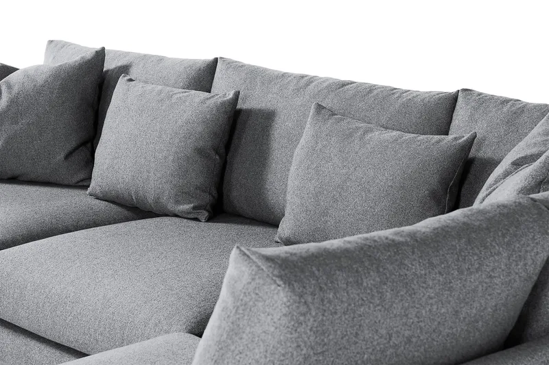 Menard 4-seters Høyrevendt Dyp L-formet Sjeselongsofa i Stoff - Grå - Møbler - Sofaer - Sofaer med sjeselong - 4 seters sofa med divan