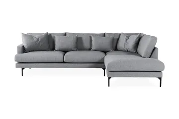 Menard 4-seters Høyrevendt Dyp L-formet Sjeselongsofa i Stoff - Grå - Møbler - Sofaer - Sofaer med sjeselong - 4 seters sofa med divan